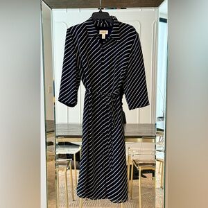 TALBOTS Striped Black and White Midi Dress. Ladies size 10.
